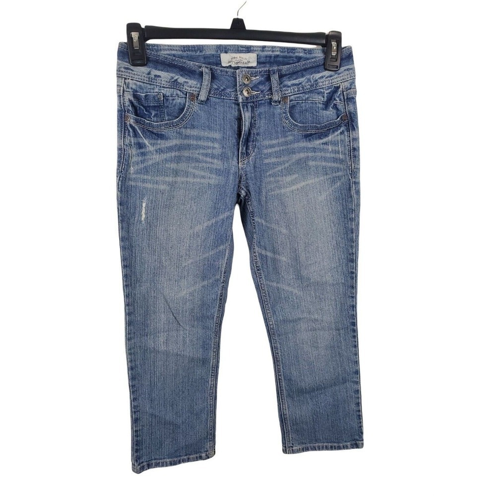 Aeropostale Capris Womens 5/6 Mid Rise Light‎ Wash Casual Summer Bottoms